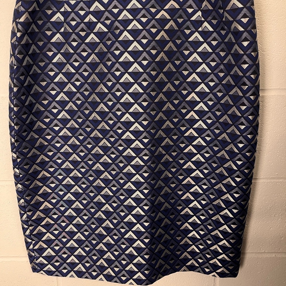 Jones Studio Blue and Gray Geometric Pencil Skirt